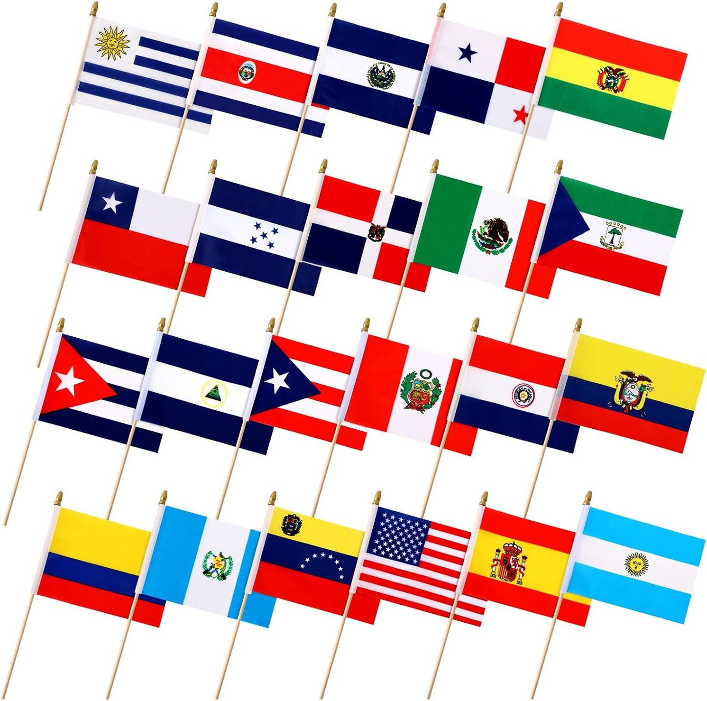 Banderas hispanas 22 países 8.2x5.5pulg decoración mes hispano