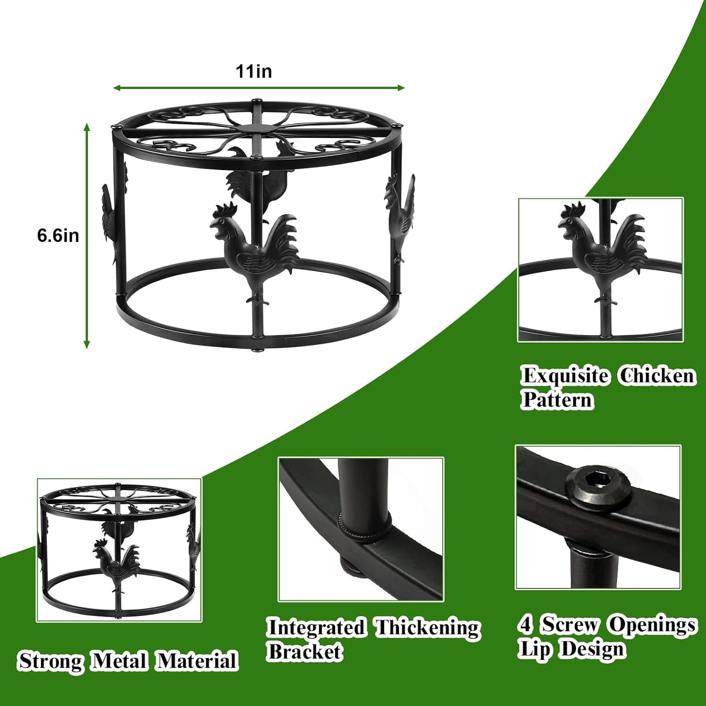 Soporte metal comedero pollos resistente negro 1 pza