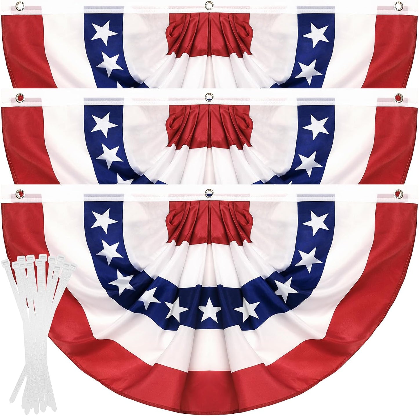 3 Banderines EE.UU. 3x6ft Plisadas 4 de Julio