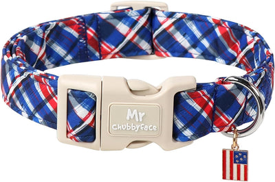 Collar algodón cuadros ajustable para perros 4 de julio