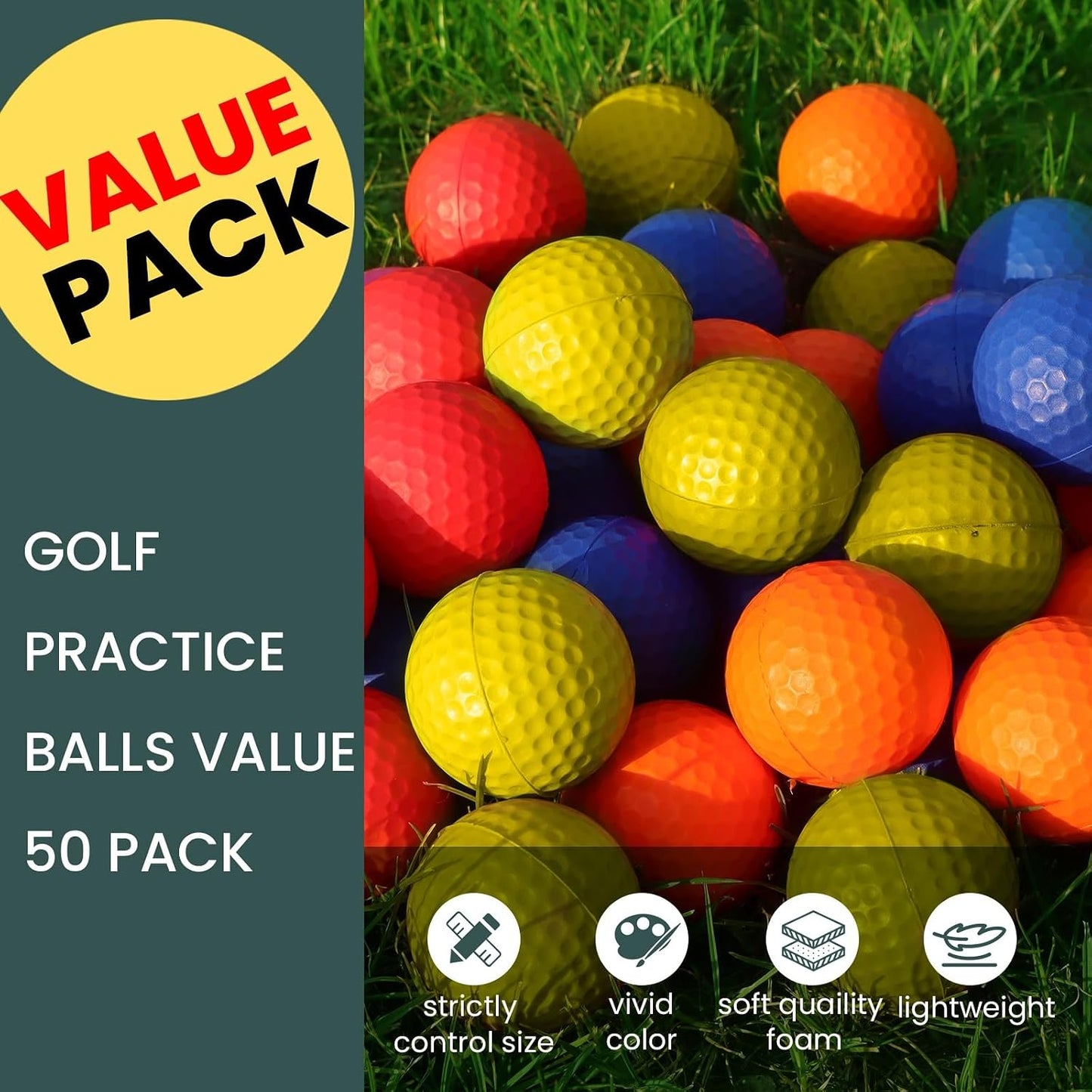 Pelotas golf espuma colores set 12 24 50 unidades