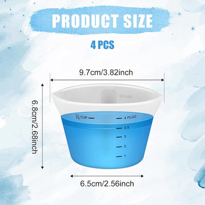 4 Tazas Medidoras Silicona 4.2oz Reutilizables para Detergente