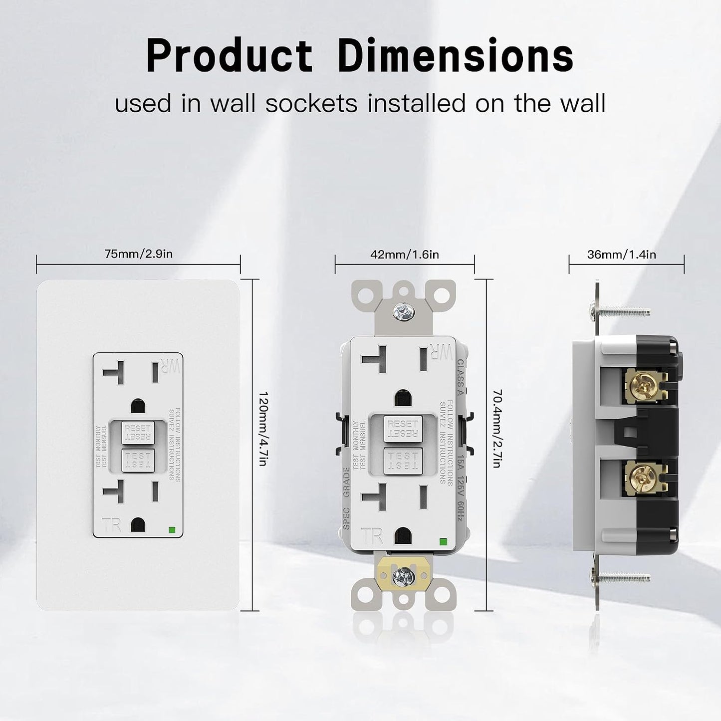 Salida GFCI 20A LED resistente interiores exteriores