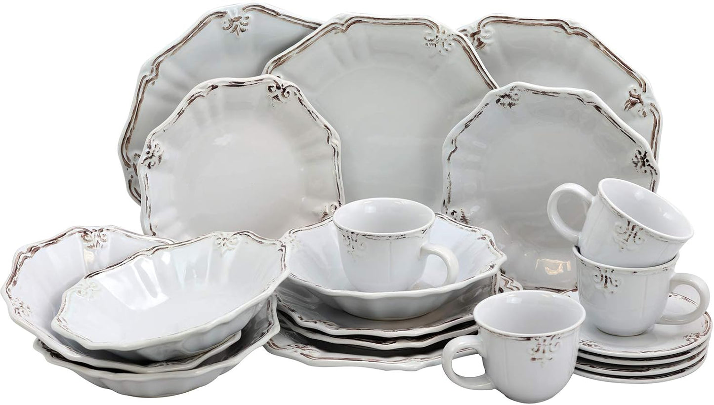 Vajilla Fleur de Lys 20 Pzas Color Blanco