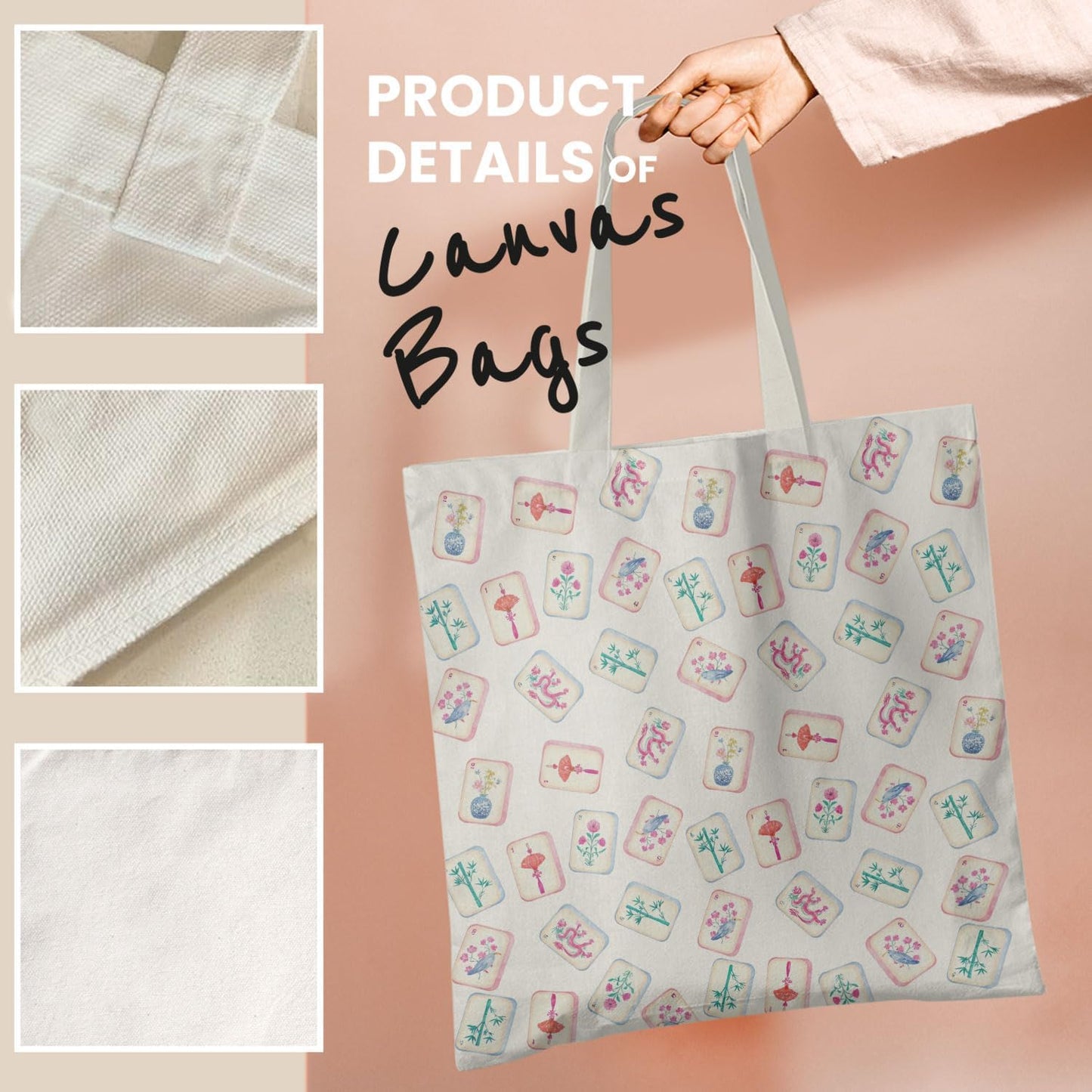 Bolsas lona retro regalos mahjong mujer