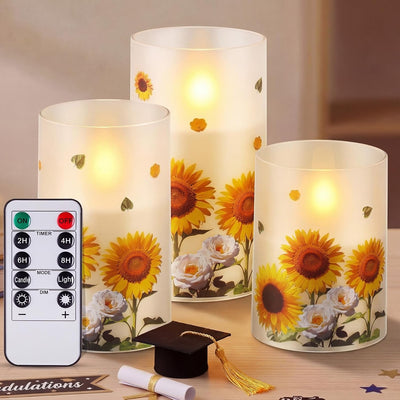 3 Velas LED Girasol Parpadeantes con Pilas para Fiesta Boda