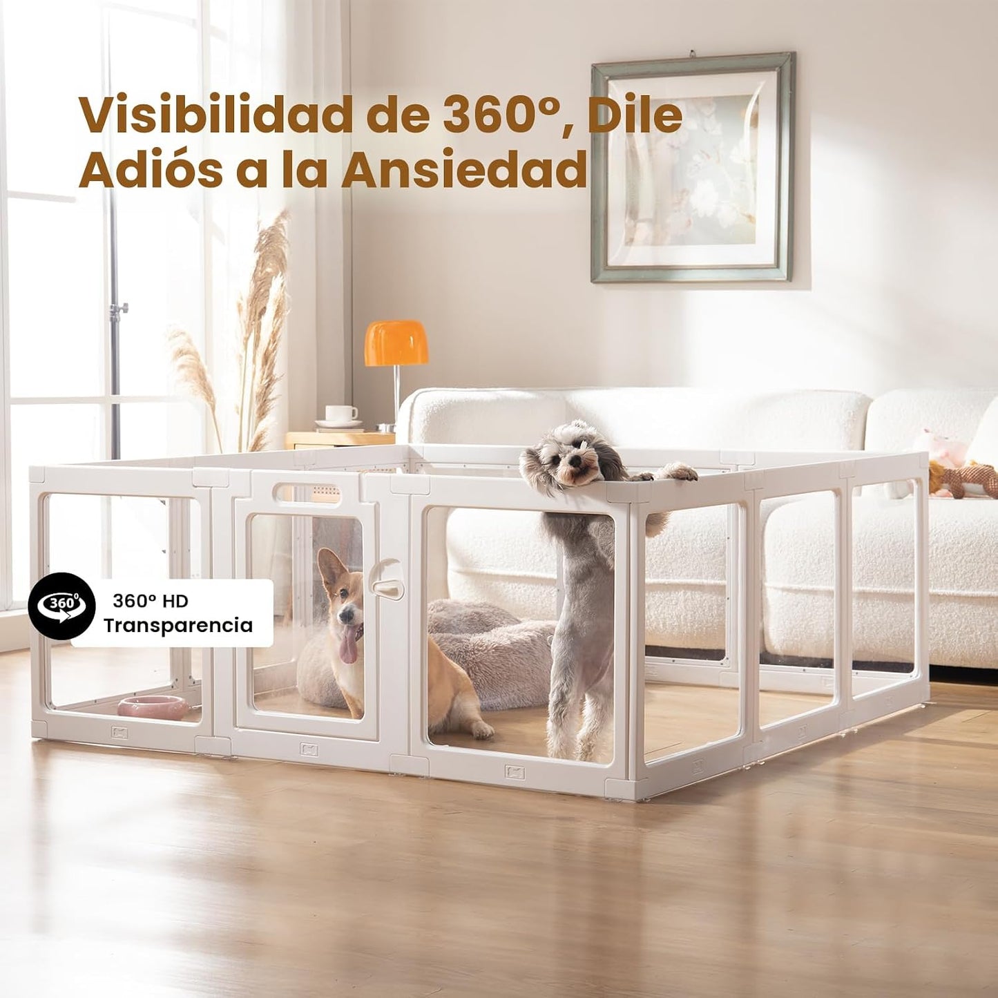 Corral transparente acrílico para mascotas pequeñas