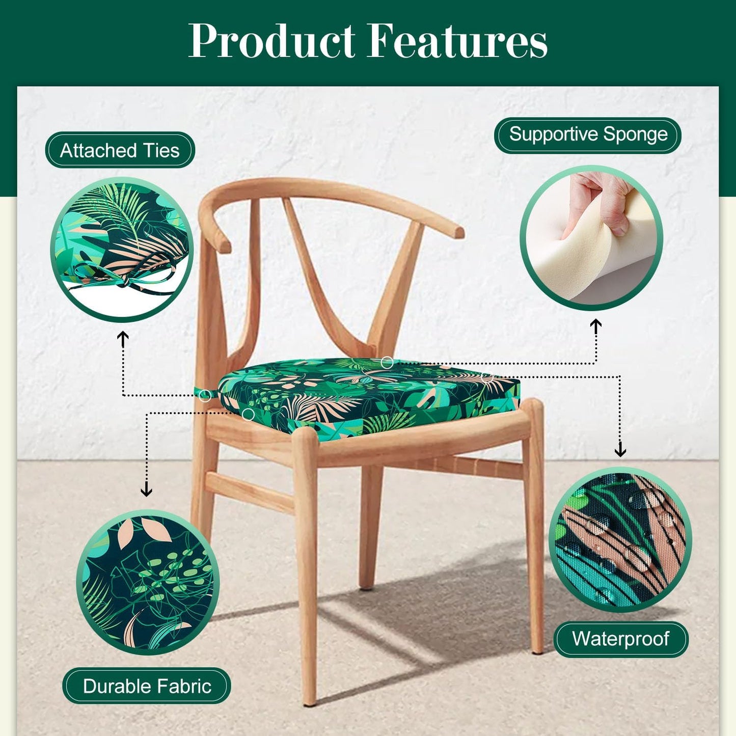 Cojines silla patio impermeables correa ajustable 17x16x2"