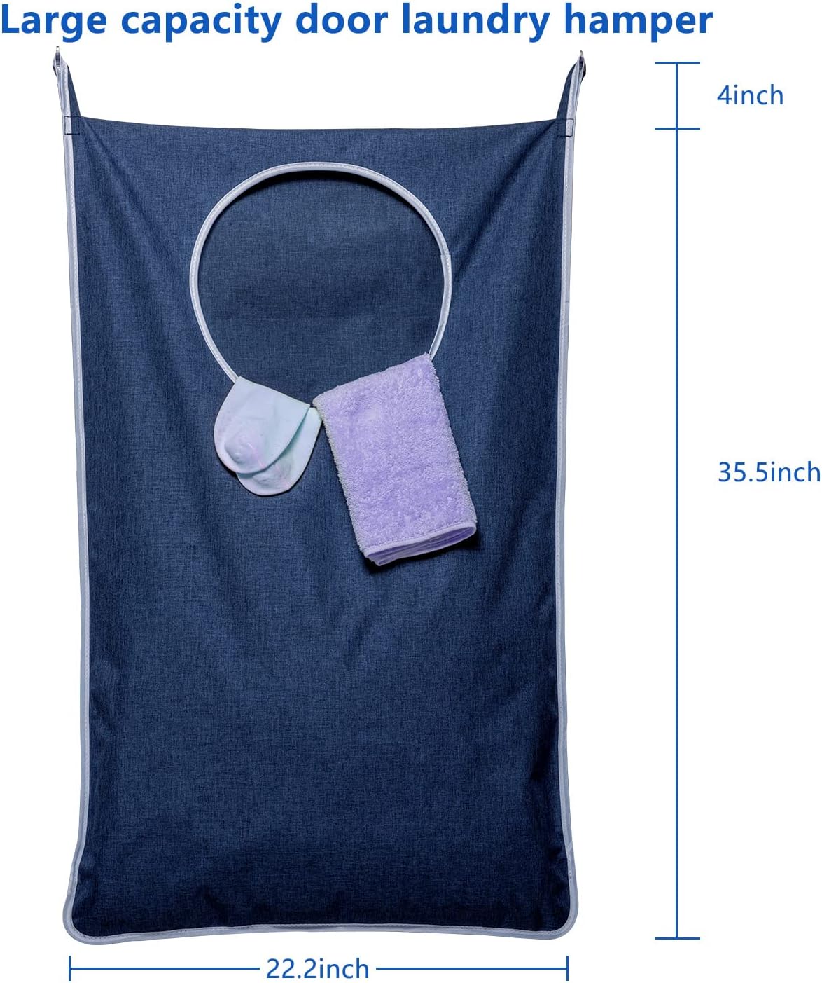 Bolsa lavandería colgante XL 36x22pulg con ganchos azul