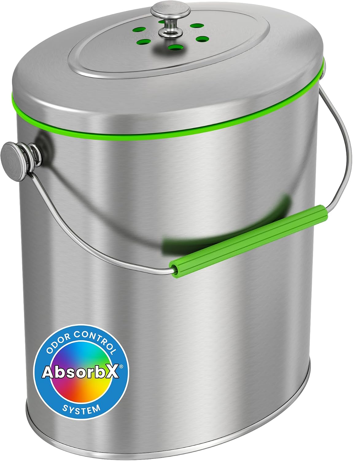 Cubo compost acero inox 6L AbsorbX ovalado cocina