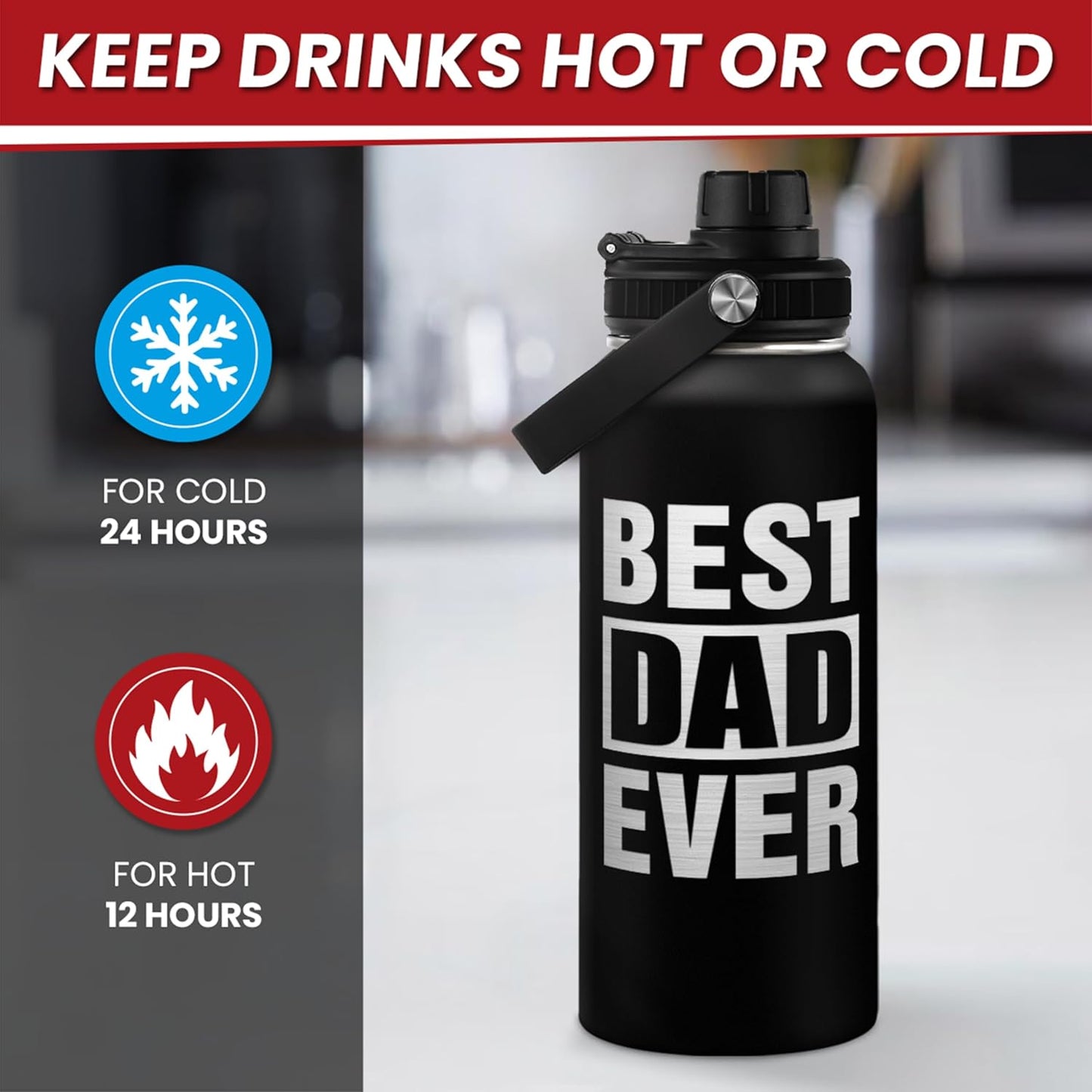 Botella agua acero inox 32oz con popote regalo padre