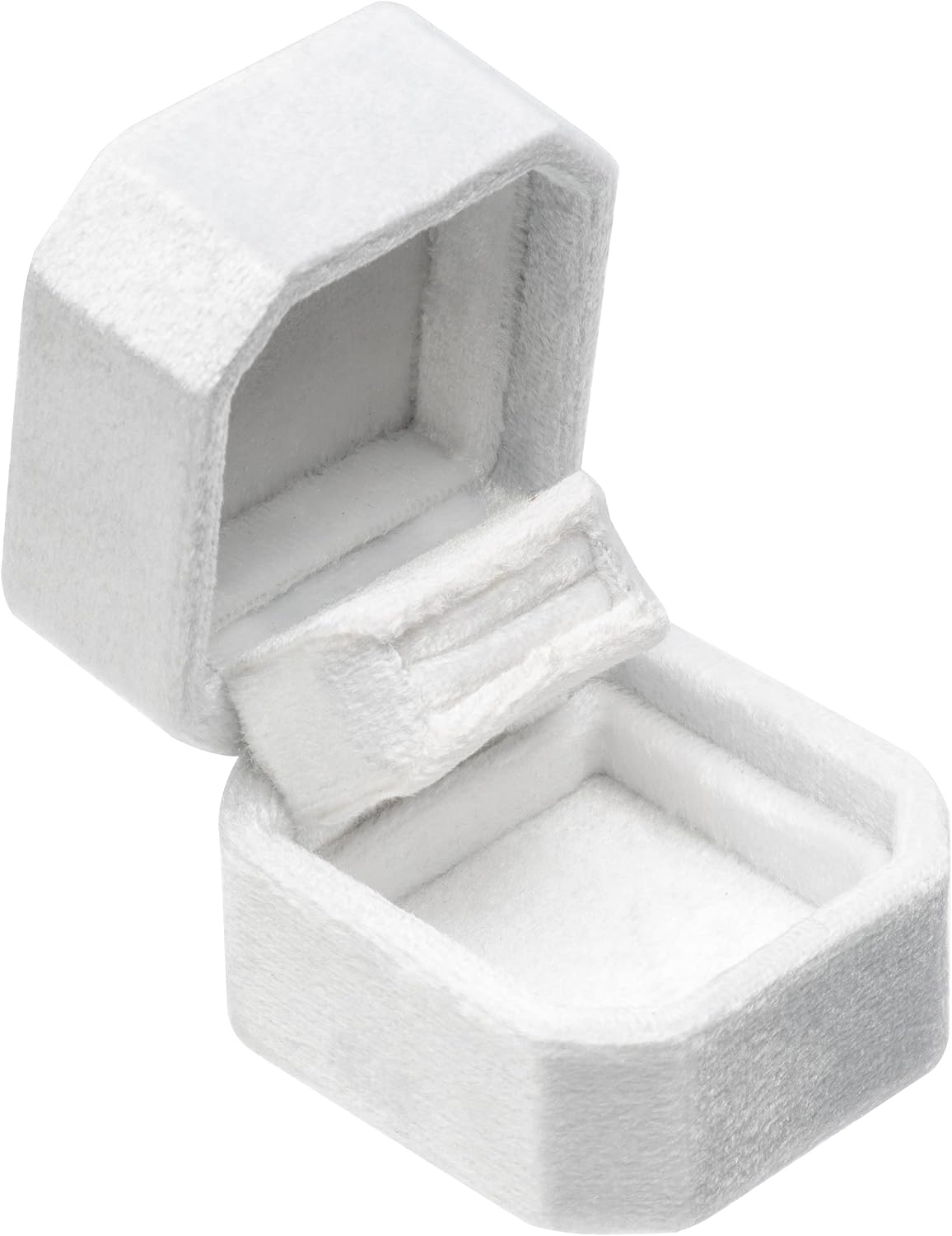 Joyero terciopelo anillo boda compromiso blanco