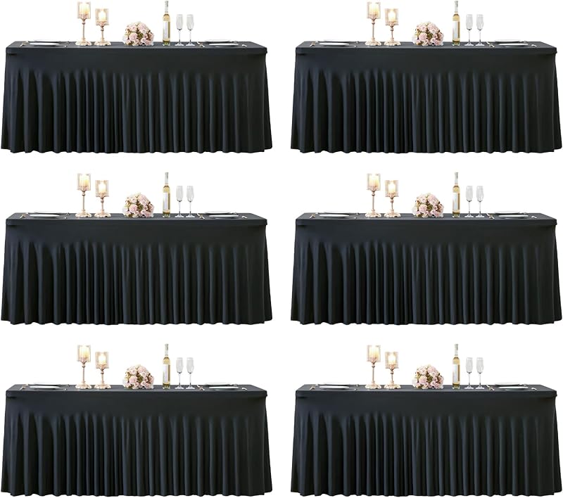 6 Manteles Elastano Negro 6ft Mesas Rectangulares