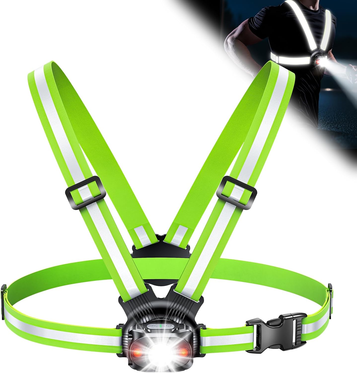 Luz para correr 500 lúmenes ajustable con chaleco reflectante