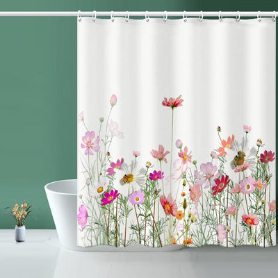 Cortina ducha tela impermeable 72x72pulg con 12 ganchos