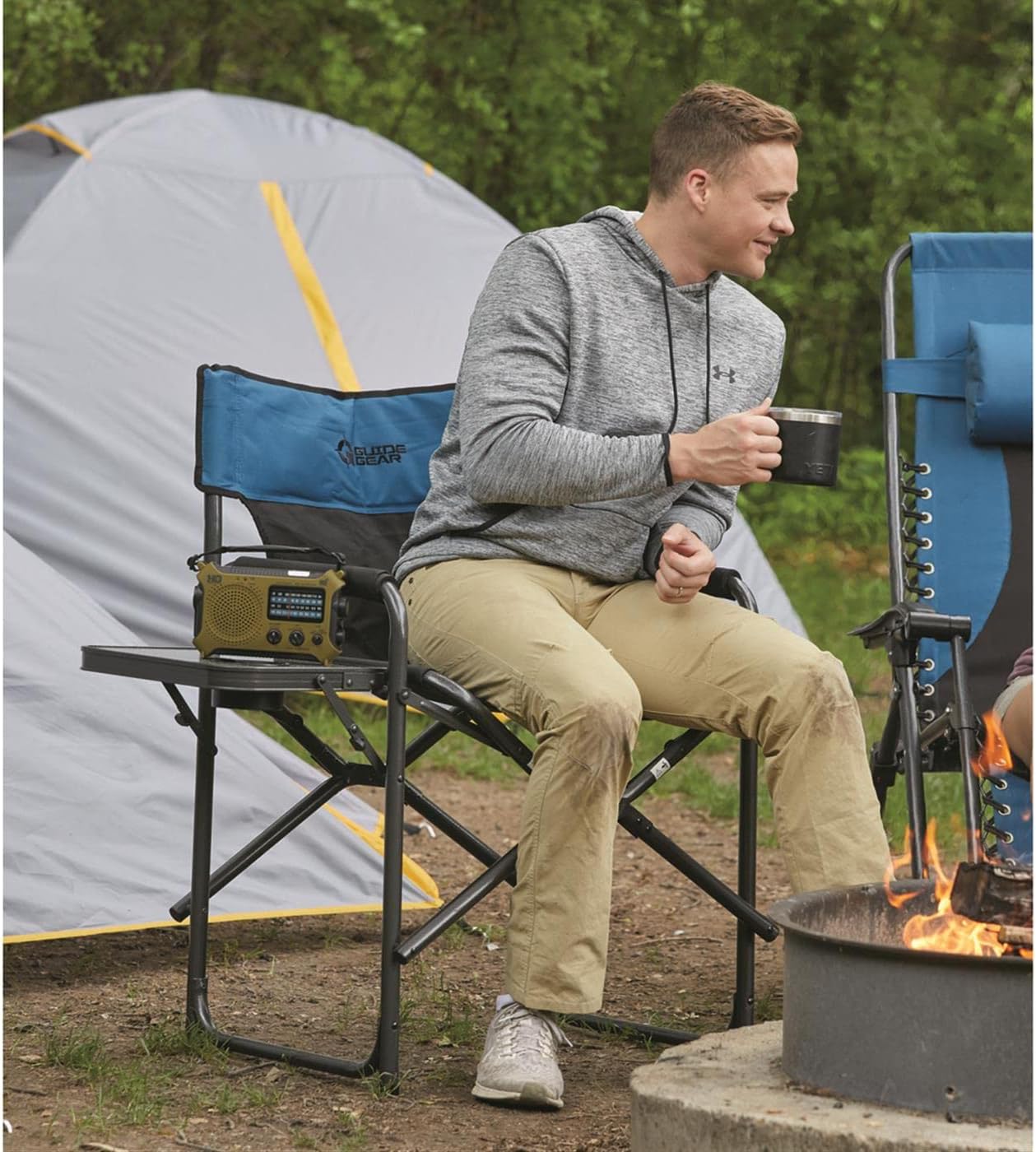 Silla campamento director alta plegable 500lb azul/negro