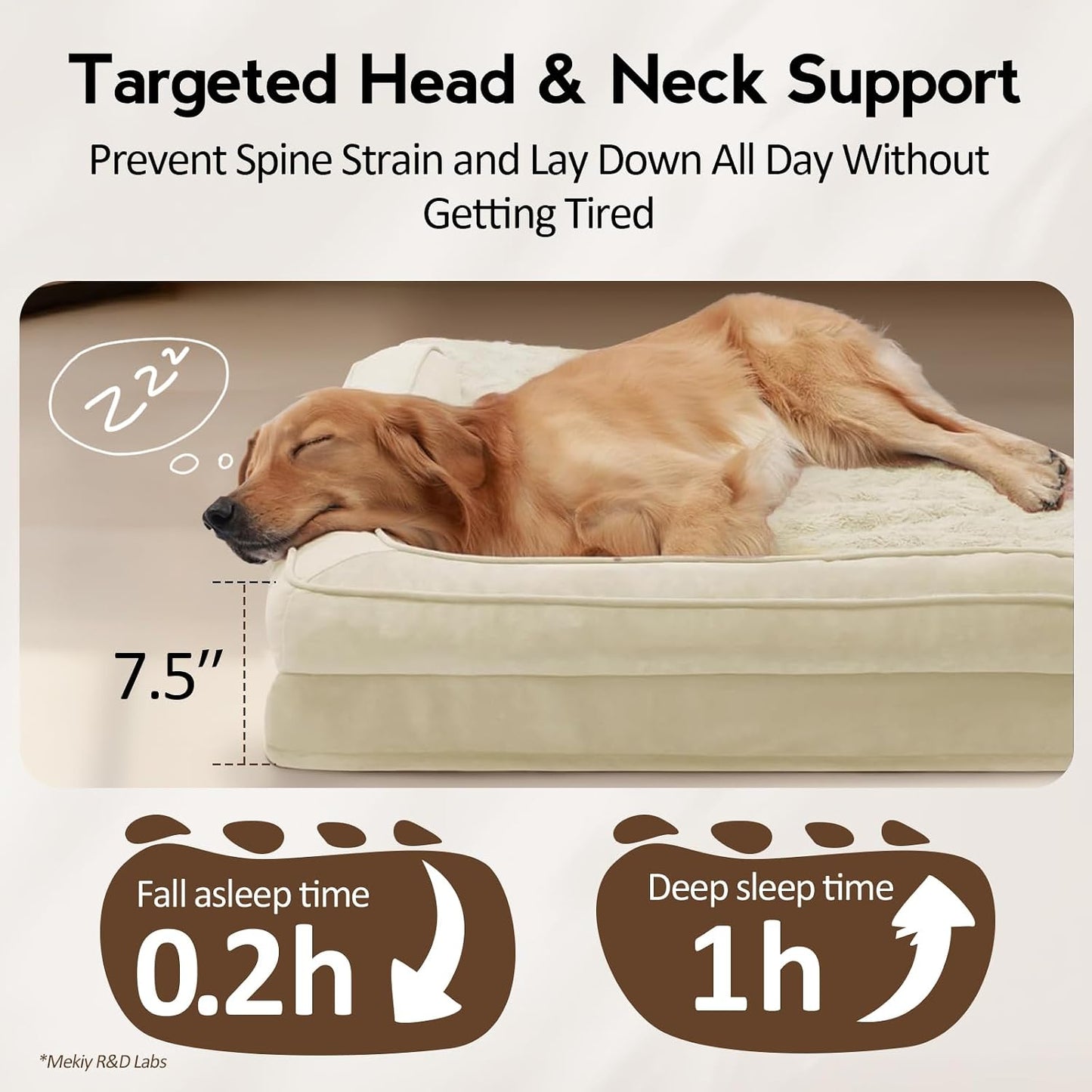 Cama ortopédica XXL para perros beige antiderrap