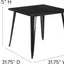 Mesa cuadrada metal negro 31.75pulg interior exterior