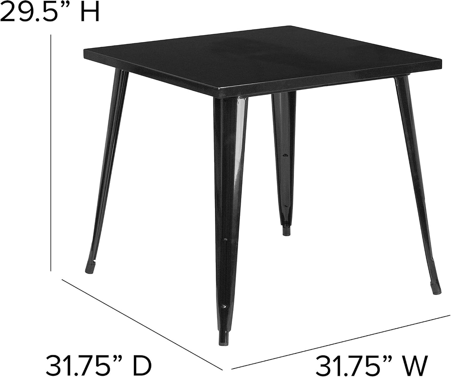 Mesa cuadrada metal negro 31.75pulg interior exterior