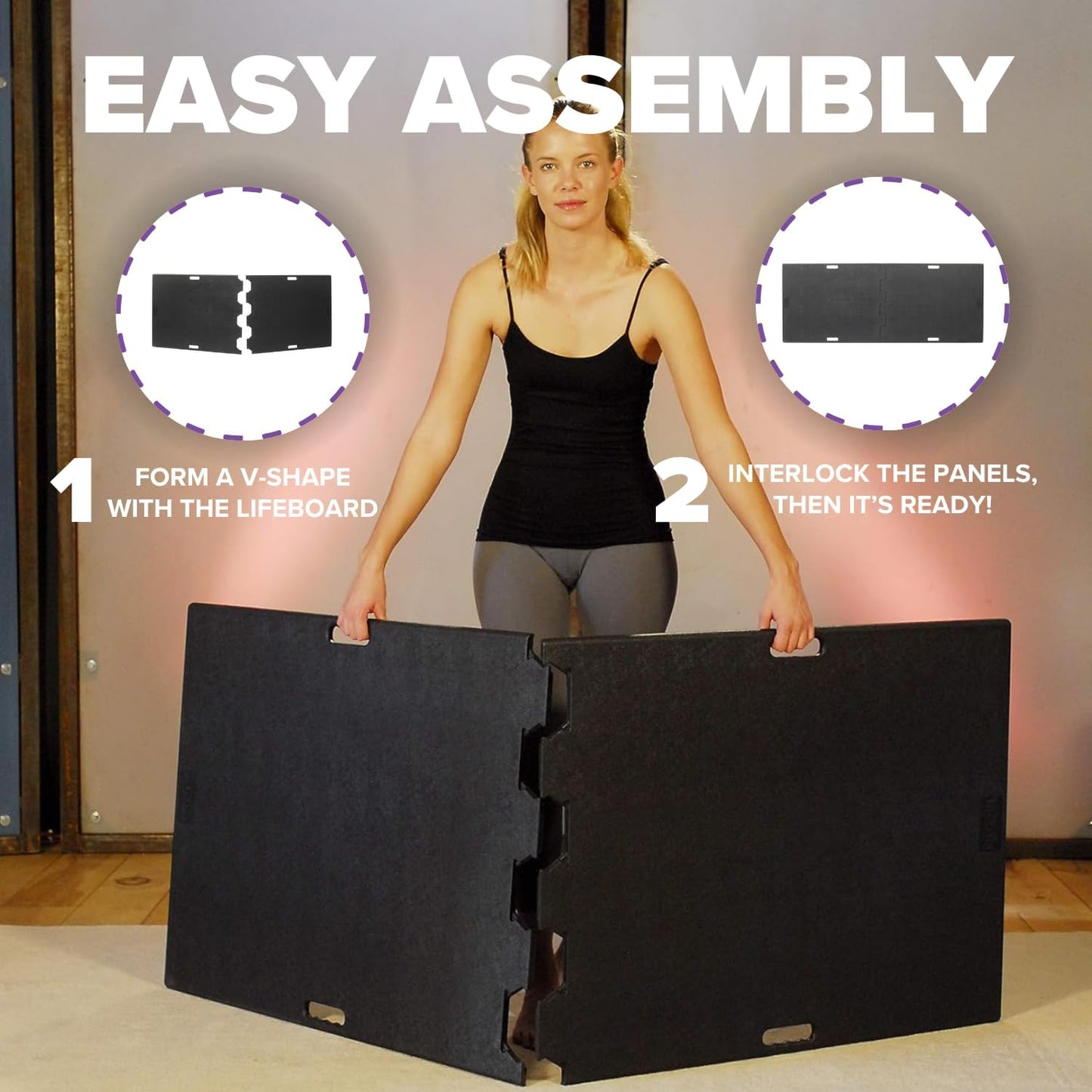Base estabilidad yoga portátil 73x28.75pulg color negro