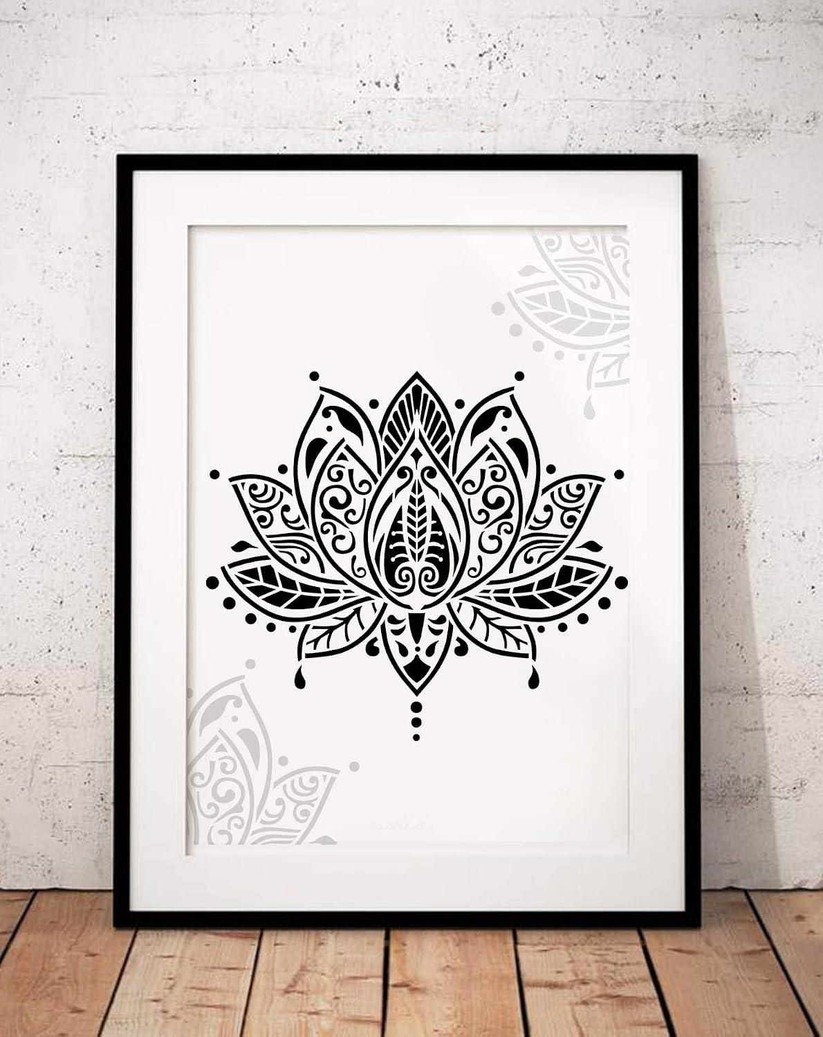 Plantilla mandala flor loto 12x12pulg decoración bohemia dormitorio