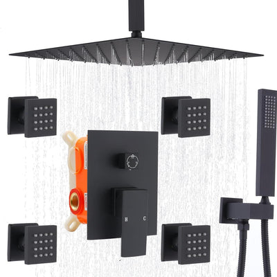 Sistema ducha techo 12pulg color negro mate