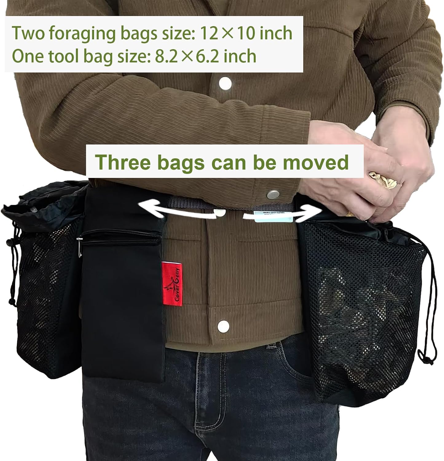 Bolsa forraje hongos ajustable 2 bolsas malla al aire libre