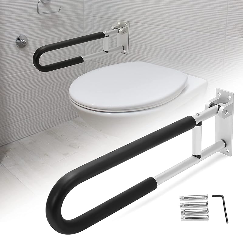 Barra agarre inodoro 23.6" plegable baño seguridad