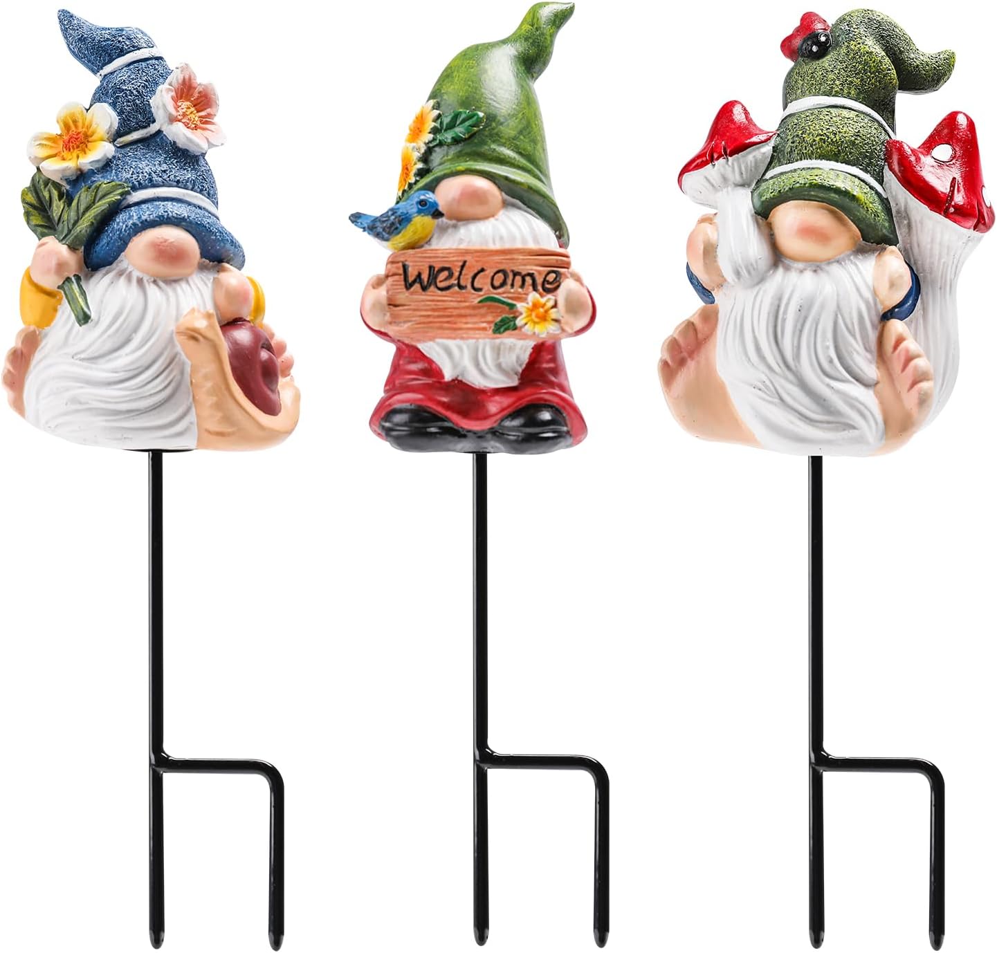 Estacas gnomos jardín 3pulg para macetas y decoración