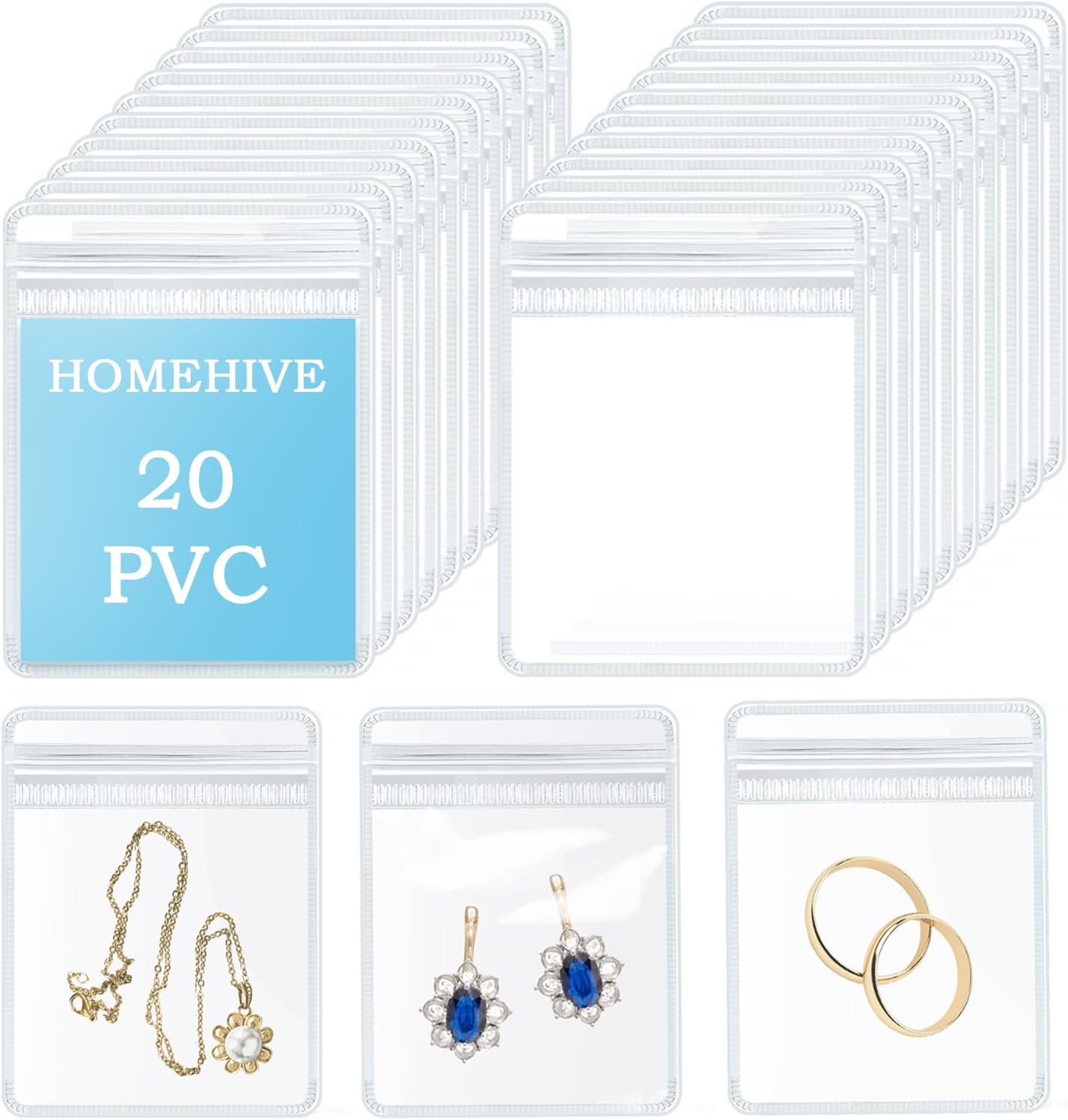 Bolsas almacenamiento joyas transparente 20 pzas