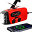 Radio solar con manivela alarma SOS linterna LED USB Rojo