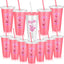 12 Vases Plástico 24oz con Tapas y Popotes