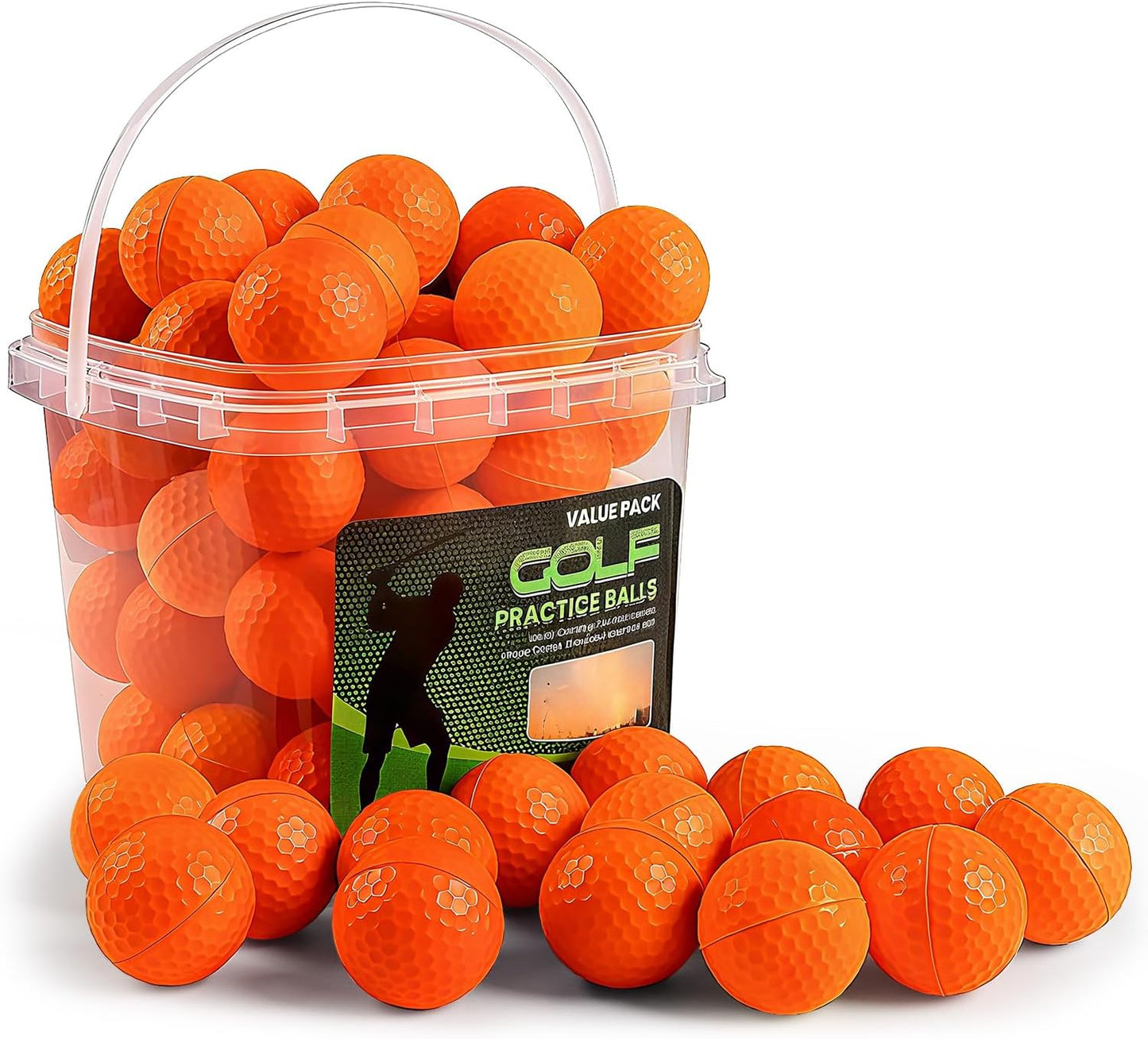 Bolas golf foam 50 pzas con cubo entrenamiento indoor