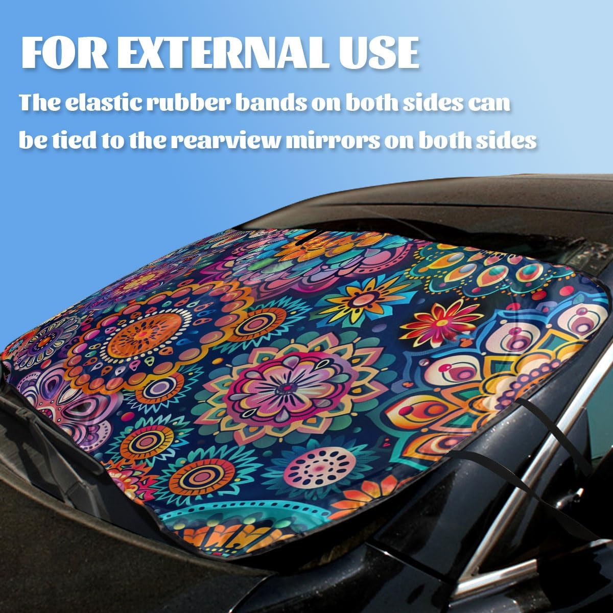 Parasol mandala para parabrisas automóvil bloquea UV