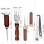 Set 4 picadores hielo acero inox mango madera estilo japonés
