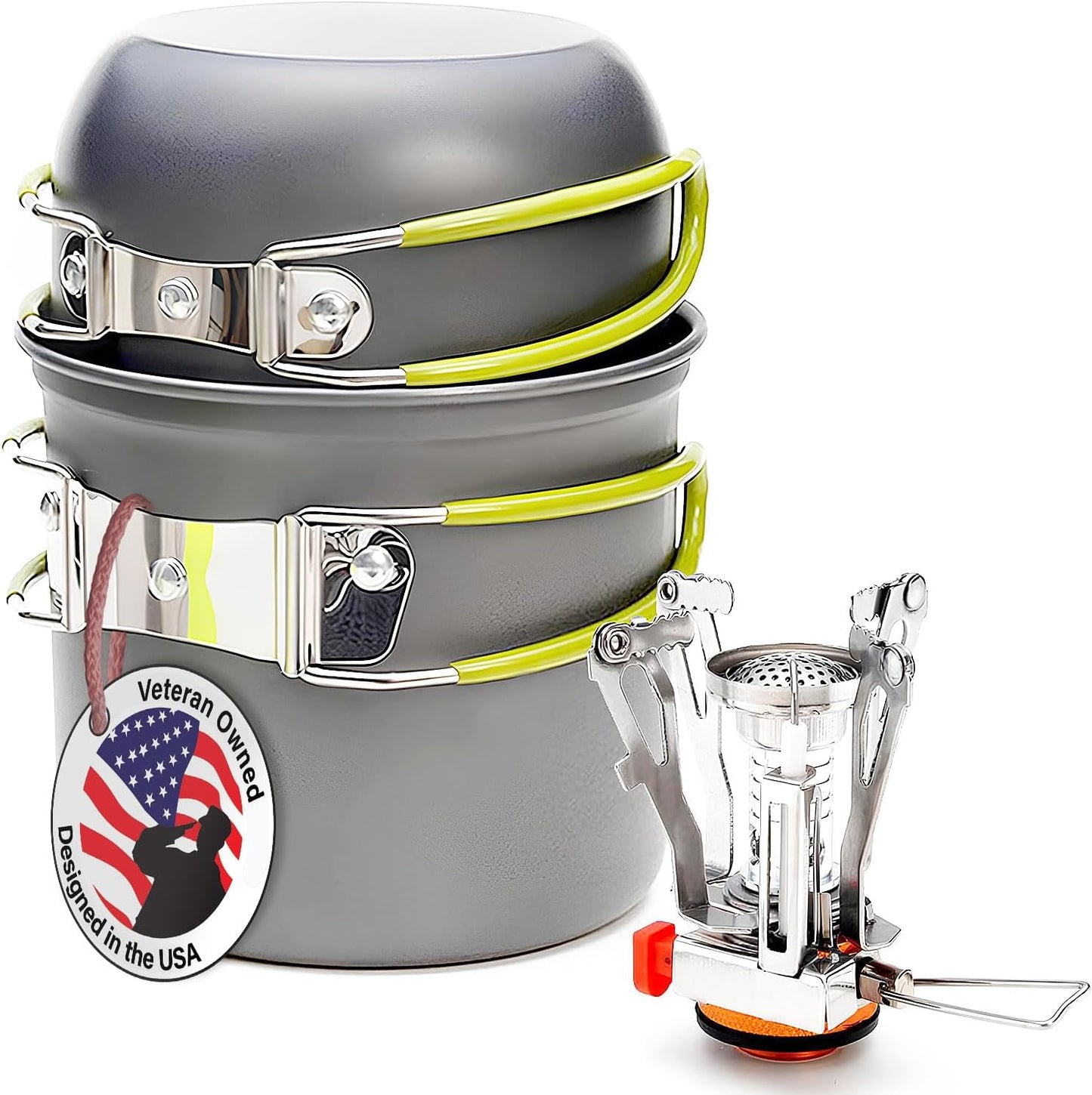 Set utensilios cocina camping acero inox antiadherente