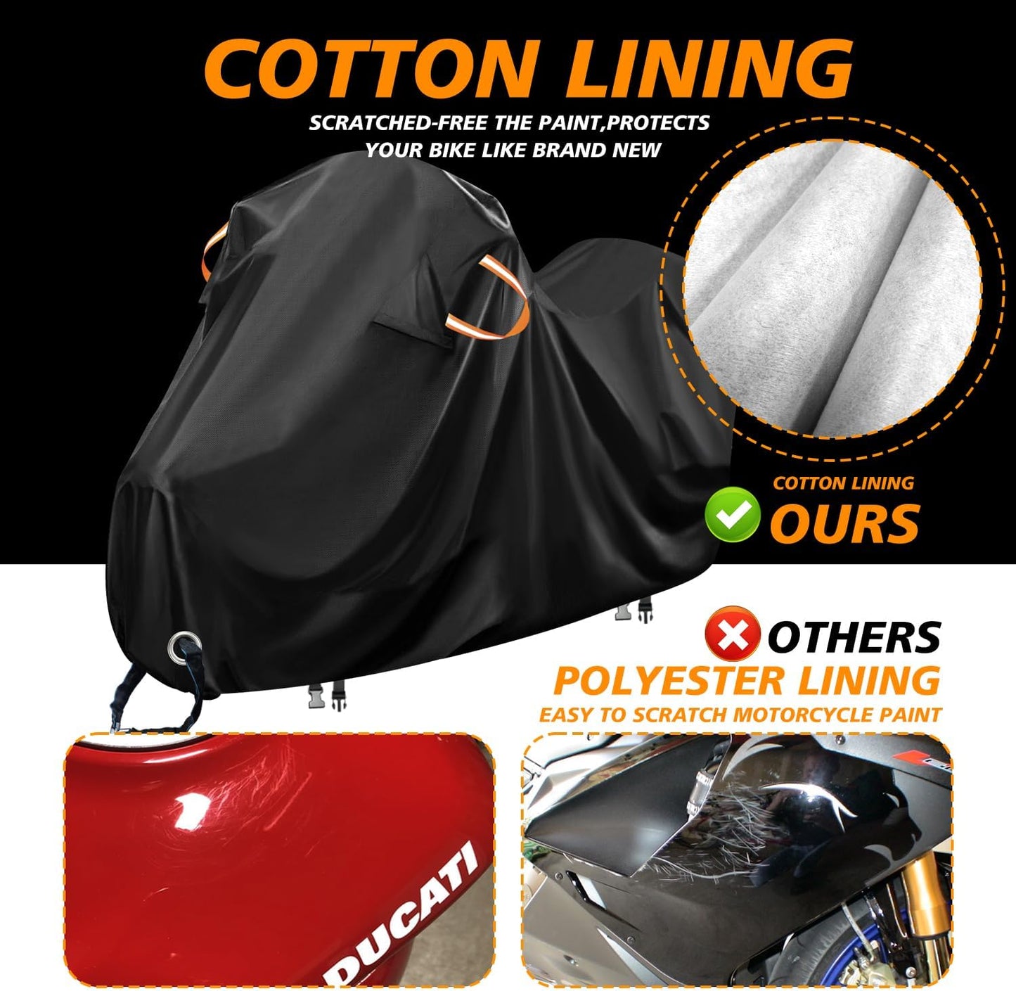 Funda impermeable motocicleta poliéster forro algodón