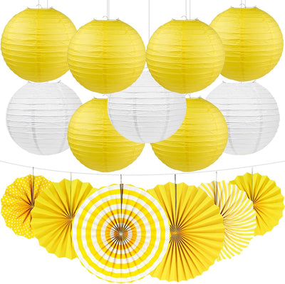 Set 15 Pzas Faroles Papel Colgantes Amarilla