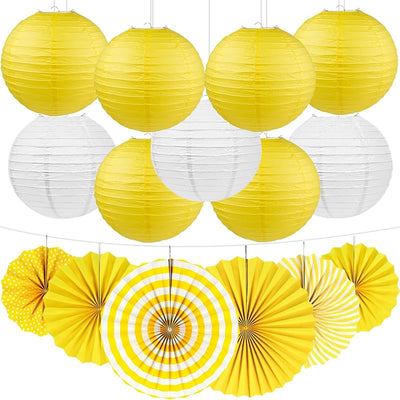 Set 15 Pzas Faroles Papel Colgantes Amarilla