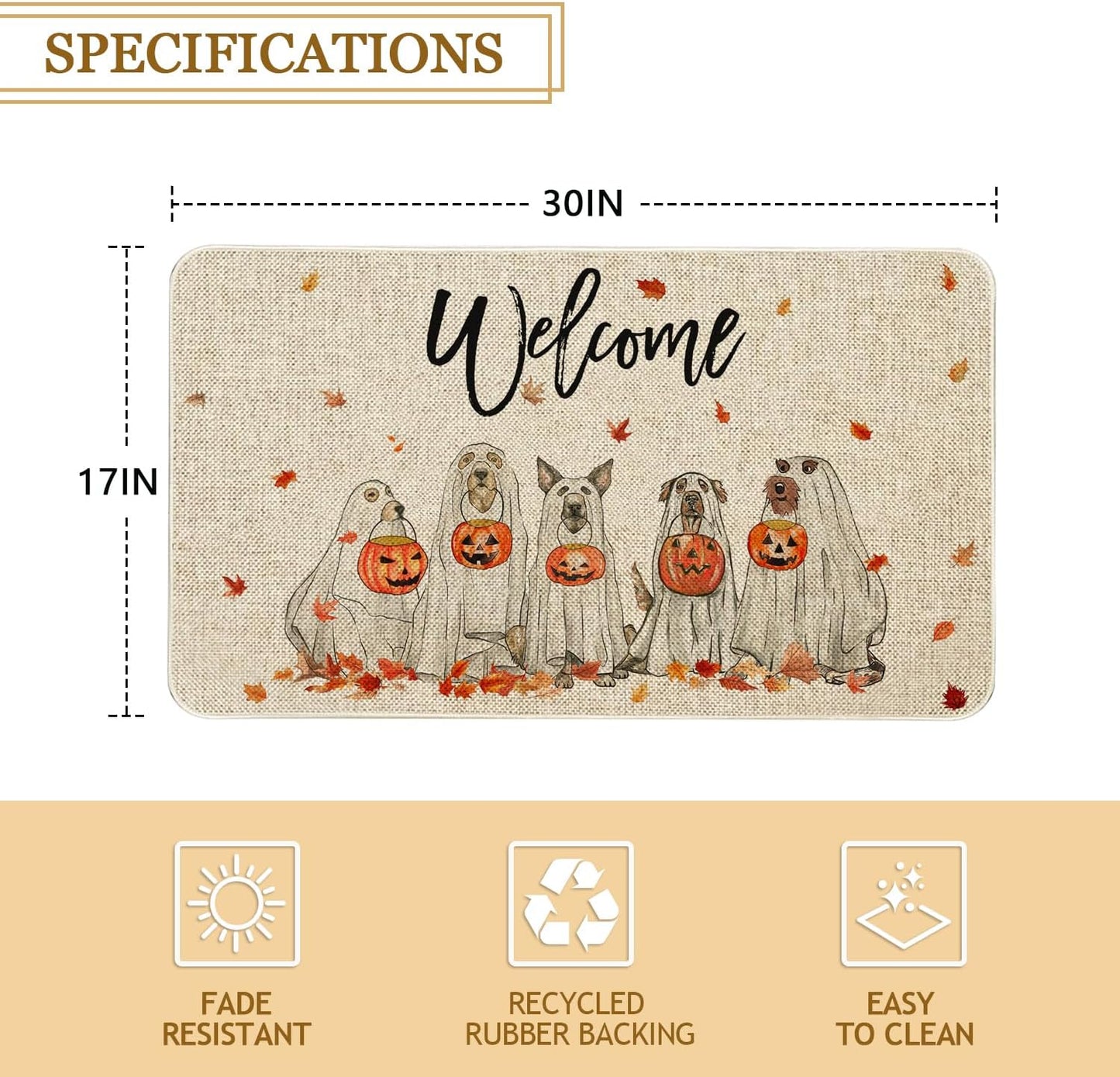 Tapete puerta otoño 30x17pulg antiderrap Halloween