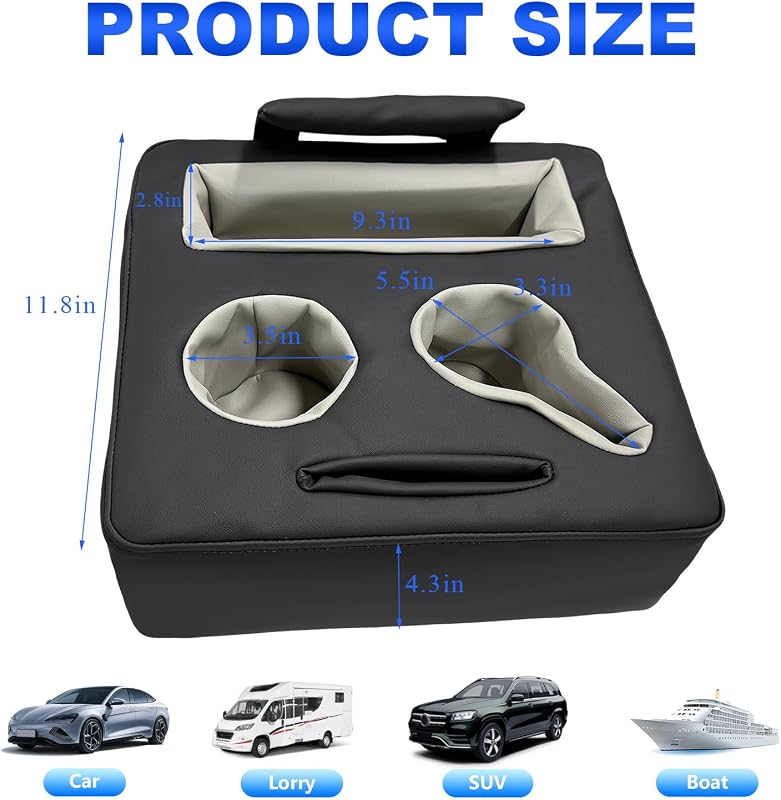 Almohada asiento trasero auto impermeable portavasos negro