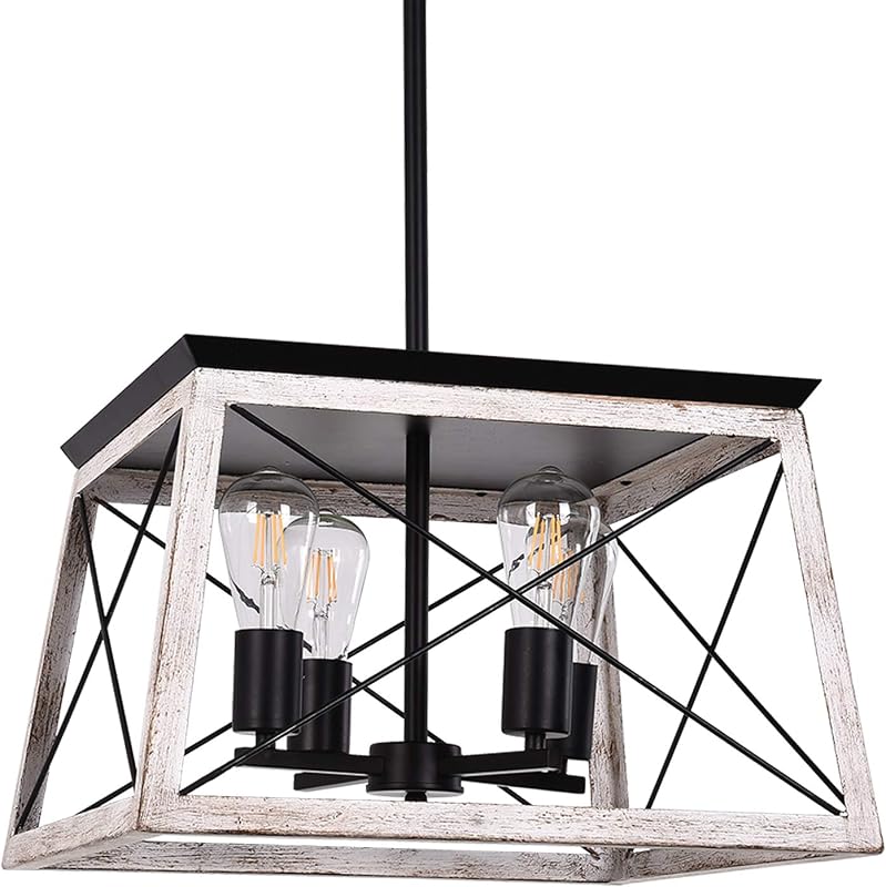 Lámpara colgante estilo granja 4 luces candelabros beige