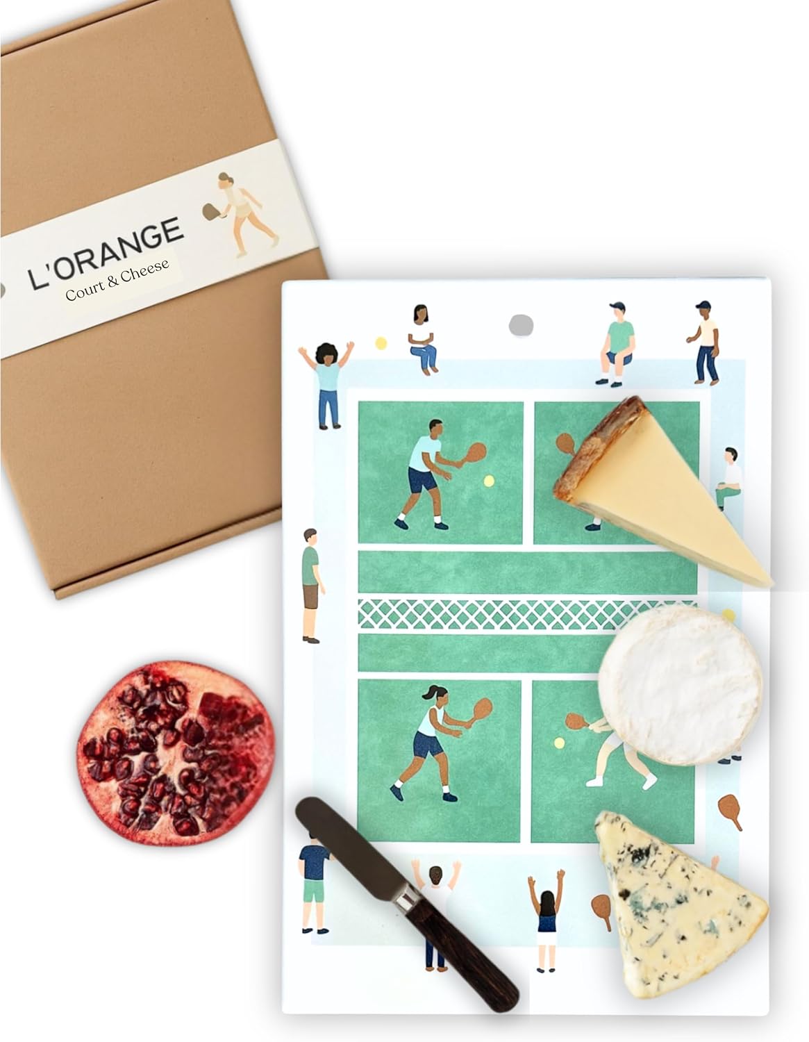 Tabla de Quesos Pickleball Cerámica Base Corcho 7.9x11.8pulg