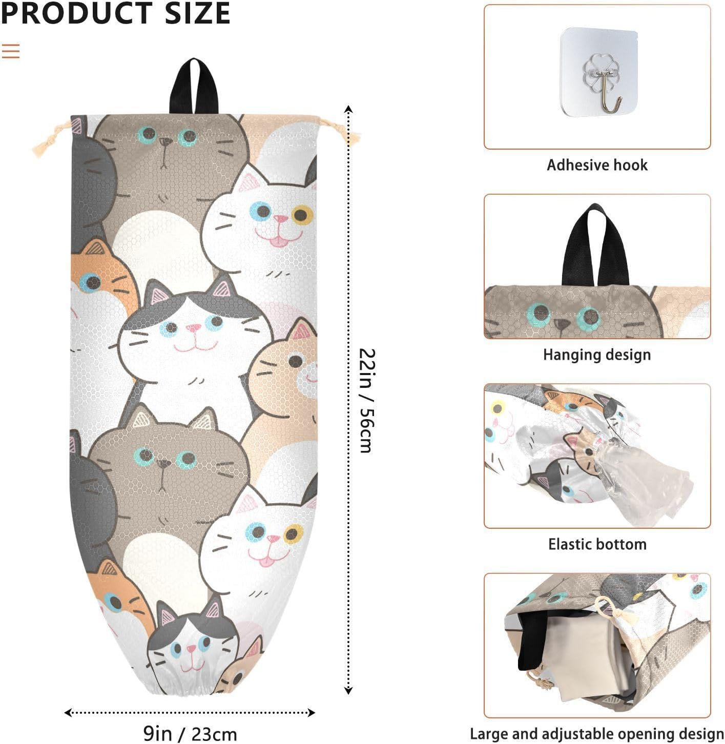 Soporte bolsas plástico gato reutiliz. pared cocina set 2