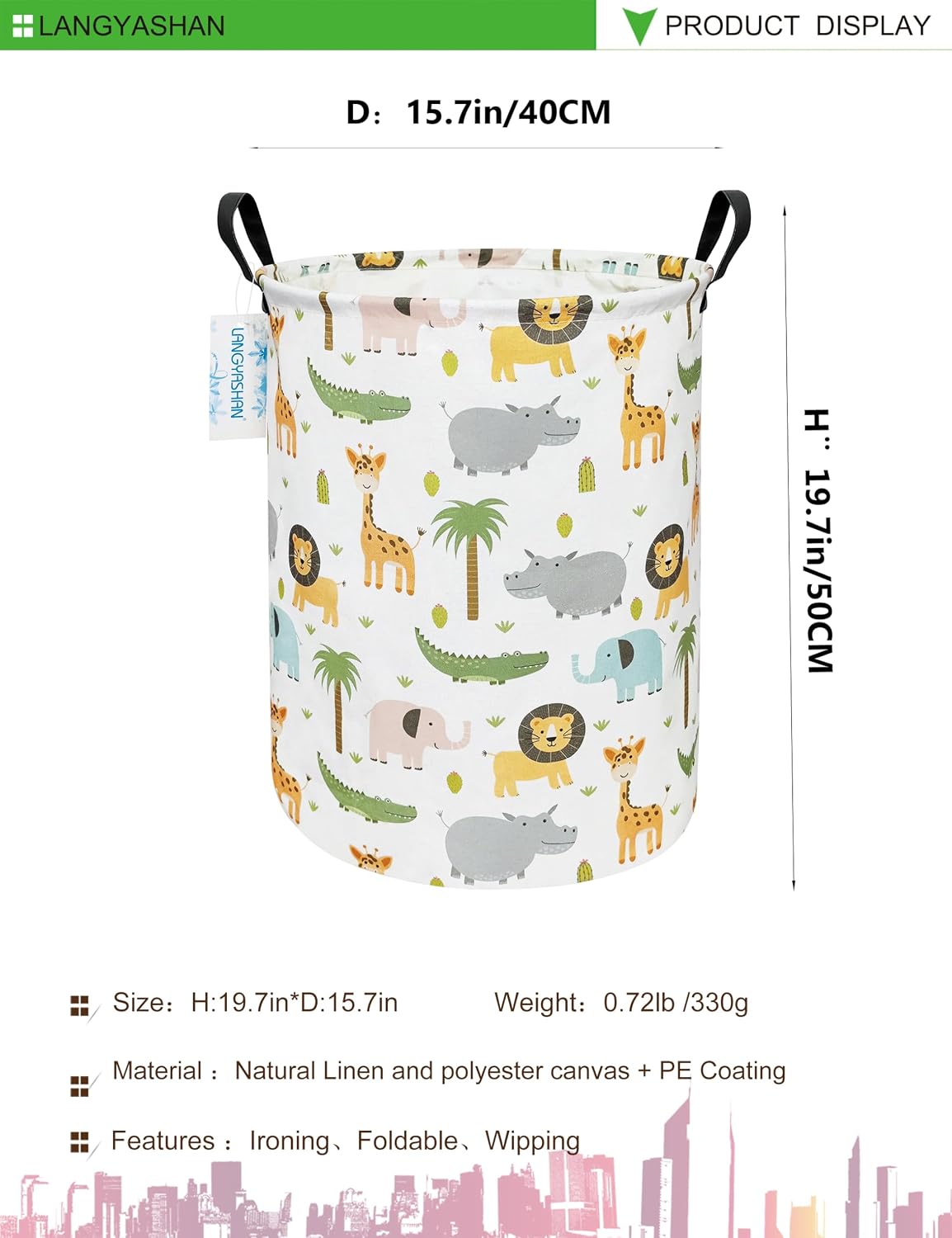Cesta plegable tela lona organizadora para juguetes dormitorio