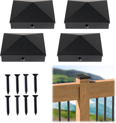 4 Tapas Poste 4x4 Pulg Aluminio Cubiertas Polvo Negro