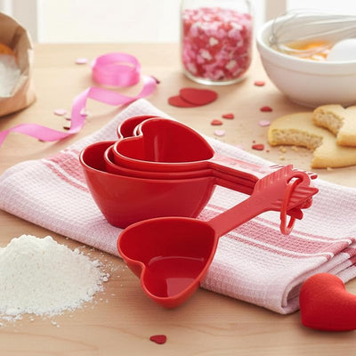 Set 4 Tazas Medidoras Melamina Corazón Rojo
