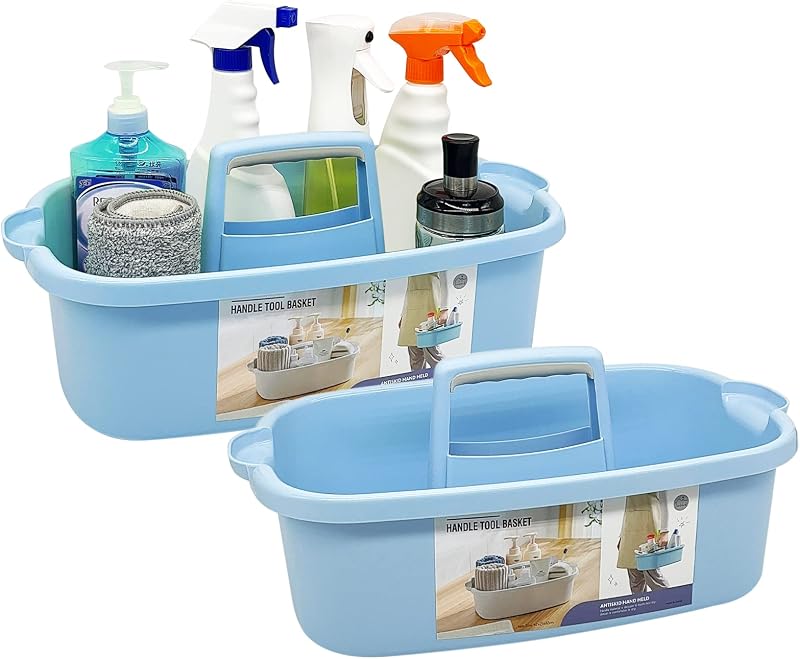 2 Cestas Plástico Multiusos con Asa para Ducha y Baño