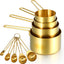 Set 9 Tazas y Cucharas Medidoras Acero Inox Dorado Apilables