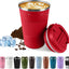 Taza café viaje acero inox aislada 12oz color rojo